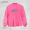 Camiseta Casual Masculina com Estampa de Carta Desgastada, Gola Redonda, Manga Longa, Estilo Streetwear Americano, Tie-dye, para Primavera e Outono