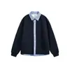 Moletom Cardigan Cinza Retro Americano Falso Duas Peças Masculino Marca Tendência Cleanfit de Alto Padrão Jaqueta com Lapela para Casal