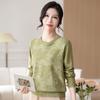 2024 Nova Blusa de Base de Tricô de Manga Longa para Primavera e Outono de Mães para Mulheres de Meia-Idade e Idosas Roupas com Alças Estilo Ocidental Estilo Chinês