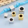 Contas Quadradas de Aço Inoxidável 304 Polido com Furo Passante Acessórios para Montagem de Pulseiras Contas Soltas Podem Ser Impressas com Logo
