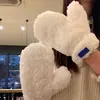 Guantes de Felpa Cálidos Blancos de Color Sólido para Mujer y Niña, Estilo Coreano de Invierno para Estudiantes, Engrosados, Venta al por Mayor