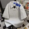Elegante camiseta de manga corta con cuello de polo, estilo dos piezas falsas, para hombres y mujeres, nuevo top casual de verano holgado, corte slim, para parejas