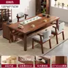 Conjunto de mesa de chá e cadeiras para uso doméstico, mesa de chá grande para varanda, mesa de escritório simples estilo chinês novo com pernas de madeira maciça, mesa para preparo de chá