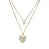 Cadena de Clavícula Chapada en Oro Real con Circonita Microincrustada Collar de Corazón Estilo Europeo y Americano para Mujer Gargantilla Exquisita Venta al por Mayor Nicho de Lujo Ligero