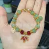 Pulsera de Hoja de Arce Imitación Hetian Yu Spot Pulsera de Perlas Elegante Retro de Lujo Ligero de Nicho para Cumpleaños Boudoir