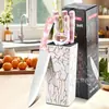 Juego de cuchillos de cocina de acero inoxidable más vendido transfronterizo de siete piezas con patrón de piedra artificial, mango antideslizante, soporte cuadrado pequeño, pelador, tijeras para uso en la cocina del hogar