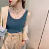 Colete Tricotado Roupa Feminina com Design de Alça Base Primavera e Verão Top Branco em Forma de I Sem Mangas Tecido Ice Silk para Usar por Cima