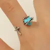 Anillo Abierto de Amor Retro Transfronterizo con Cruz para Mujer, Diseño Personalizado de Nicho Europeo y Americano, Anillo Simple para Dedo Índice
