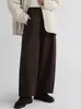 Calça Casual Cropped Larga de Algodão Espesso Escovado com Cintura Elástica, Calça de Algodão Puro e Veludo Fino para Mulheres, Transfronteiriça