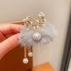 Novo Outono e Inverno Mink Fur Rabbit Ears Borla Hairpin Elegante Bonito Menina Bola de Cabelo Tubarão Clipe Hairpin Acessórios de Cabelo