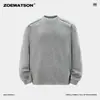 Moletom Masculino Zoewatson Cor Sólida Simples Manga Longa 2026 Outono Básico Casual Versátil Camisa Base Top