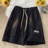 Shorts de trabalho para homens verão fino solto perna larga calças de cinco pontos cintura alta emagrecimento calças casuais plus size cabelo masculino