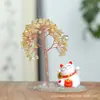 Árbol de la Fortuna de Grava de Citrino Natural al por mayor, Adornos de Gato de la Suerte, Árbol de la Vida de Cristal, Piezas de Ágata, Adornos de Escritorio