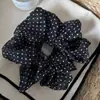 Scrunchie de Renda com Bolinhas Azul Escuro Estilo Preguiçoso para Mulheres, Elástico Fofo de Nuvem com Alta Elasticidade, Faixa Elástica para Cabelo, Acessório de Cabelo
