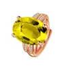 Gran Venta Anillo de Diamante Azul Grafito Grande Desnudo Anillo de Gema Topacio Chapado en Oro de 18 Quilates Diamante Zafiro Anillo Abierto