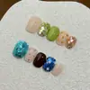 Berry Lime Dopamina Brilho Colorido Atmosfera Flor Curta Fofa Unhas Vestíveis Feitas à Mão