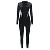 Traje de baño deportivo para mujer, ligeramente con sobrepeso, de una pieza, manga larga, pantalón largo, protección solar, efecto adelgazante, traje de neopreno para mujer de talla grande, traje de surf