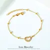 Pulsera de Acero de Titanio con Forma de Corazón Incrustada de Piedras, Verano Lujo Ligero Estilo Ins Nicho Acero Inoxidable de Alta Gama Pulsera para Clavícula para Mujeres
