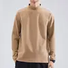 Camiseta interior de terciopelo alemán de doble cara para hombre, otoño e invierno, color liso, cuello semi-alto, manga larga, camiseta térmica calefactora, primera generación de pelo