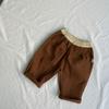 Pantalones casuales estilo coreano Ins para niños y niñas estilo Mori para exteriores pantalones que combinan con todo temporada de primavera y otoño material grueso color sólido pantalones con banda elástica