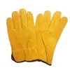 Guantes de Soldador de Cuero de Vaca de Dos Capas Cortos Completamente de Cuero Resistentes al Desgaste Antideslizantes Guantes Dorados para Conducir Aislados Protección Laboral Guantes de Soldadura