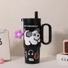 Copo térmico personalizado com revestimento cerâmico, grande capacidade, alto apelo estético, alça feminina, copo d'água para carro, sensação de luxo leve e alta qualidade