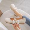 Zapatos Mary Jane 2024 Primavera y Verano Versátiles Zapatos Planos Bajos para Combinar con Faldas Mocasines de Talla Grande para Mujer Tacón Plano