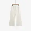 Calça reta simples de perna larga para mulheres plus size, coleção outono 2026, calça casual cropped de cintura alta e modelagem solta para mulheres plus size, NK1377