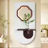 Puerta de entrada estilo medieval con pintura decorativa con luces, cuadro colgante al final del pasillo, arte de pared para sala de estar directamente frente a la puerta