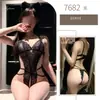 Música Nocturna Lencería Sexy Deseo Puro Encaje Pijama de una Pieza Tentación Abertura No Necesita Quitarse Ajustado con Cortes Traje Sexy 7682