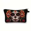 Bolsa de Cosméticos de Flor de Calavera Transfronteriza, Bolsa de Almacenamiento para Productos de Cuidado de la Piel, Neceser Portátil de Gran Capacidad, Bolso de Viaje de Moda, Bolso de Mano