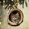 Natal Novo Tipo de Furo Guaxinim Decorações de Natal Enfeites para Árvore de Natal Impressão Plana 2D Acrílico Pequeno Pingente
