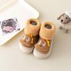 Meias quentes de veludo para bebês de inverno, sapatos infantis para áreas internas e externas, solas de borracha, sapatos de chão legais, sapatos de desenho animado da moda para meninos e meninas