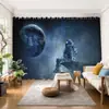 Novo quarto das crianças cortina quarto sombreamento sem punch-free espaço astronauta desenhos animados curto cortina menino baía janela tipo gancho