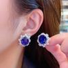 113# tampa traseira azul cristal azul corindo lâmpada fluorescente cor-mudança anel aberto temperamento feminino pingente brincos conjunto de três peças