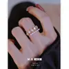 Anillo Ajustable Exquisito de Perla y Circonita Estilo Francés, Temperamento de Lujo Ligero de Nicho, Anillo de Dedo Índice de Gama Alta, Anillo Versátil Iluminador