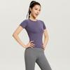 Camiseta de Manga Curta para Mulheres, Esportes ao Ar Livre, Fitness, Roupa para Yoga, Corte Justo, Emagrecedora, Corrida, Absorvente de Suor, Respirável, Top para Badminton, Secagem Rápida
