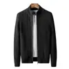Chaqueta cárdigan de punto de alta gama para hombre con cremallera, suéter casual de moda para hombre de primavera y otoño, ropa exterior para hombre