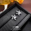 Pendientes Pequeños de Estrella con Corte y Circonita Diseño Francés Simple y Exquisito Pendientes Versátiles Elegantes de Moda para Mujer