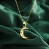 Collar de Estrella de Ocho Puntas con Circonita de Venta Caliente Transfronteriza Europea y Americana para Mujer Colgante de Luna Cadena para Clavícula Accesorios Luna Creciente Estación Independiente para Mujer