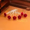 Pasador de Pelo en Forma de U con Perlas Estilo Coreano con Diseño de Flor de Rosa Vintage, Accesorio para el Cabello para Novias, Fiestas Nocturnas y Estilo de Vacaciones