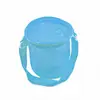Bolso bandolera cilíndrico de malla color macarrón, bolsa de playa para niños, bolsa portátil de almacenamiento para natación, bolsa organizadora de almacenamiento para juguetes