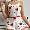 Caliente Nuevo Moda Transfronteriza Europea y Americana Estampado de Pestañas en Forma de Corazón Conjunto de Pijama Sexy para Mujer