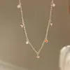 Collar de Aliento de Bebé Chapado en Oro Rosa Romántico Retro Francés Cadena de Clavícula de Diamante Galaxia Brillante de Lujo Simple para Mujer