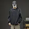 Sudadera con capucha de cuello redondo para hombre, nueva colección Otoño/Invierno 2026, con pliegues laterales, letras, corte holgado, moderna, estilo American High Street, top casual para hombre