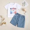 Ropa Nueva para Bebés 2025 para Lactantes y Niños Pequeños, Conjunto de Dos Piezas a Cuadros y Camiseta de Béisbol de Manga Corta con Letras Casuales de Verano para Niños