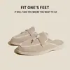 Meias Pantufas de Couro Genuíno Plus Size, Sapatilhas Casuais com Solado Plano e Fivela de Franja, Mocassins Macios Versáteis, Mocassins Lp Confortáveis para Mulheres