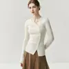 Cardigan de Punto de Cachemira para Mujer, Estilo Coreano de Nicho, Ajustado, Color Sólido, Cuello Asimétrico, de un Solo Botón, Chaqueta Adelgazante, Versátil, Suave, Grueso