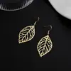 E614 Venta Directa de Fábrica Yiwu Pendientes de Metal con Forma de Hoja Estilo Bosque Moda Creativa Europea y Americana Clavos y Colgantes