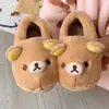 Pantufas de algodão com ursinho de desenho animado fofo, pantufas de inverno femininas, pantufas de algodão forradas com fleece femininas e masculinas, calçados quentes, atacado do fabricante